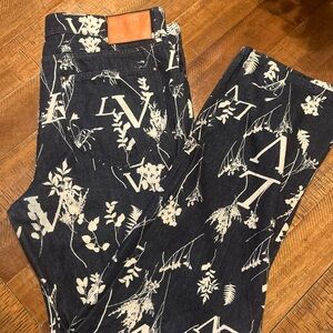 Louis Vuitton Black and White Floral Denim MENS SIZE 36